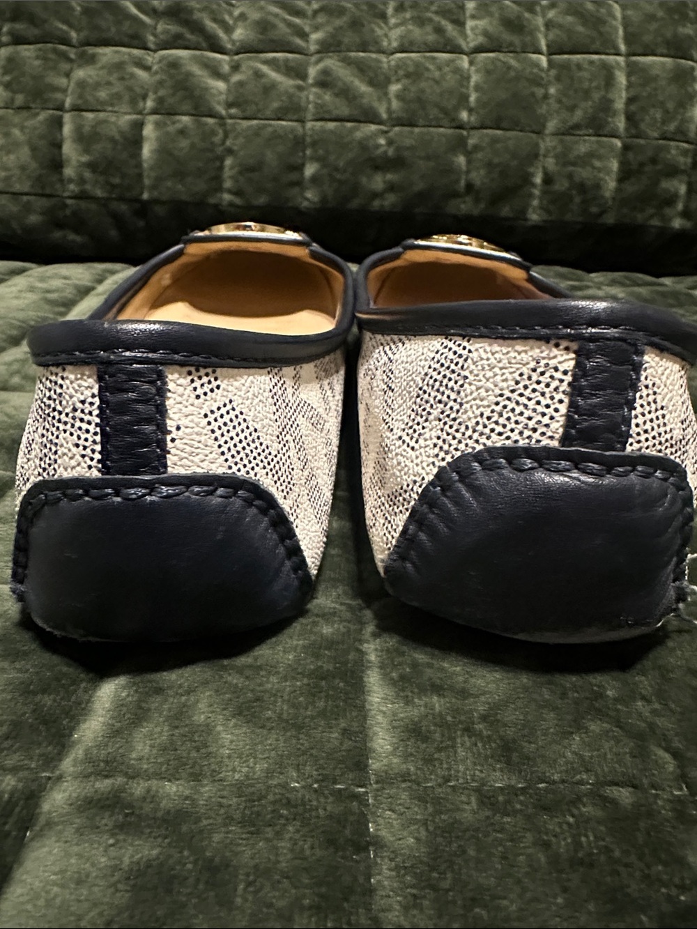 Michael Kors Navy & White MK Signature Logo Ballet Flats with Gold Hardware - Picture 2 of 16